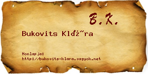 Bukovits Klára névjegykártya